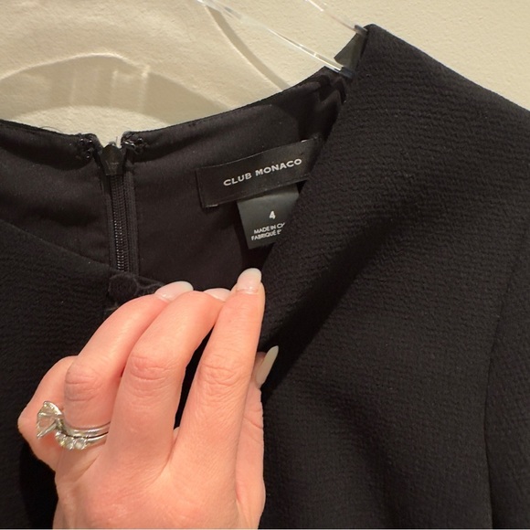 Club Monoco Terrona Peplum Tiered Caviar Black Dress Womens Size 4 - Picture 2 of 9